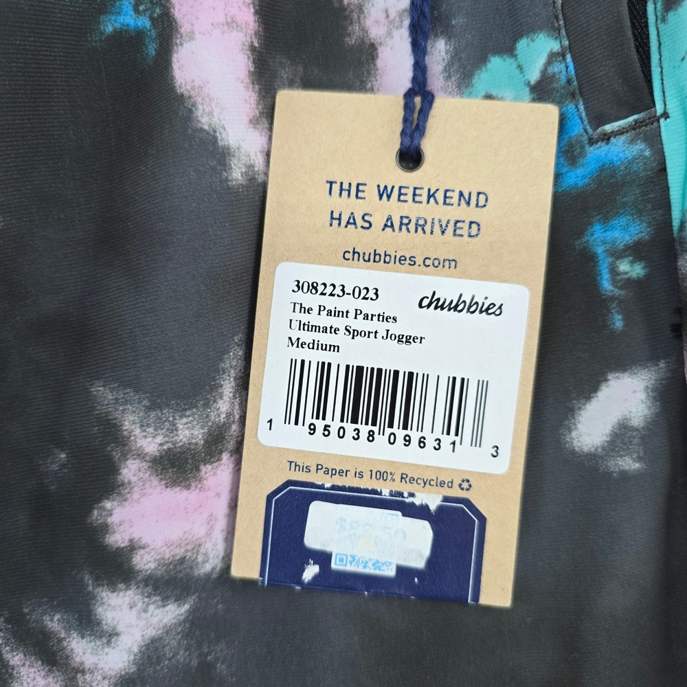 Chubbies Ultimate Sport Jogger Mens Medium Black Tie Dye Paint Parties - Picture 4 of 9